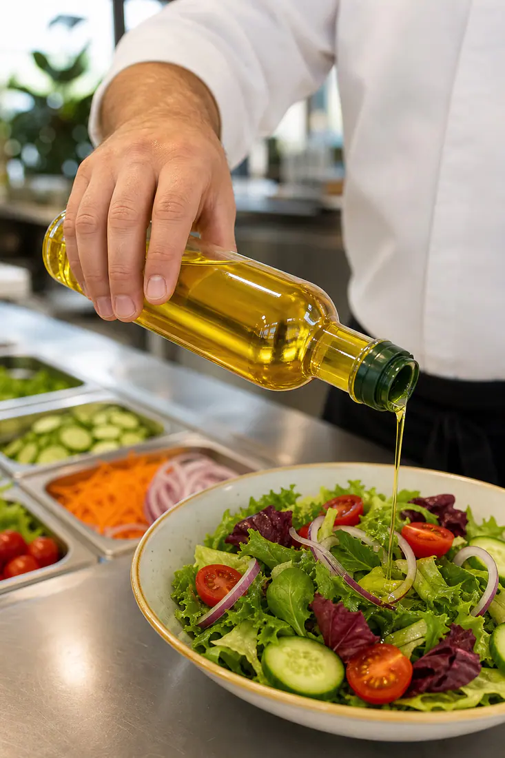 Botellas para aceite y vinagre en situación de uso