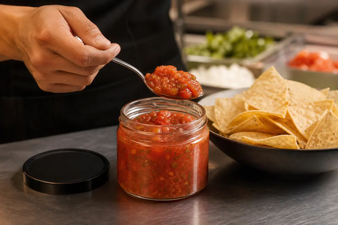 Botellas para salsas en situación de uso