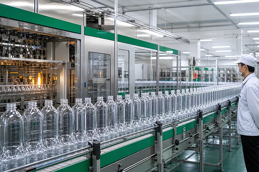 Producción automatizada de botellas para salsas