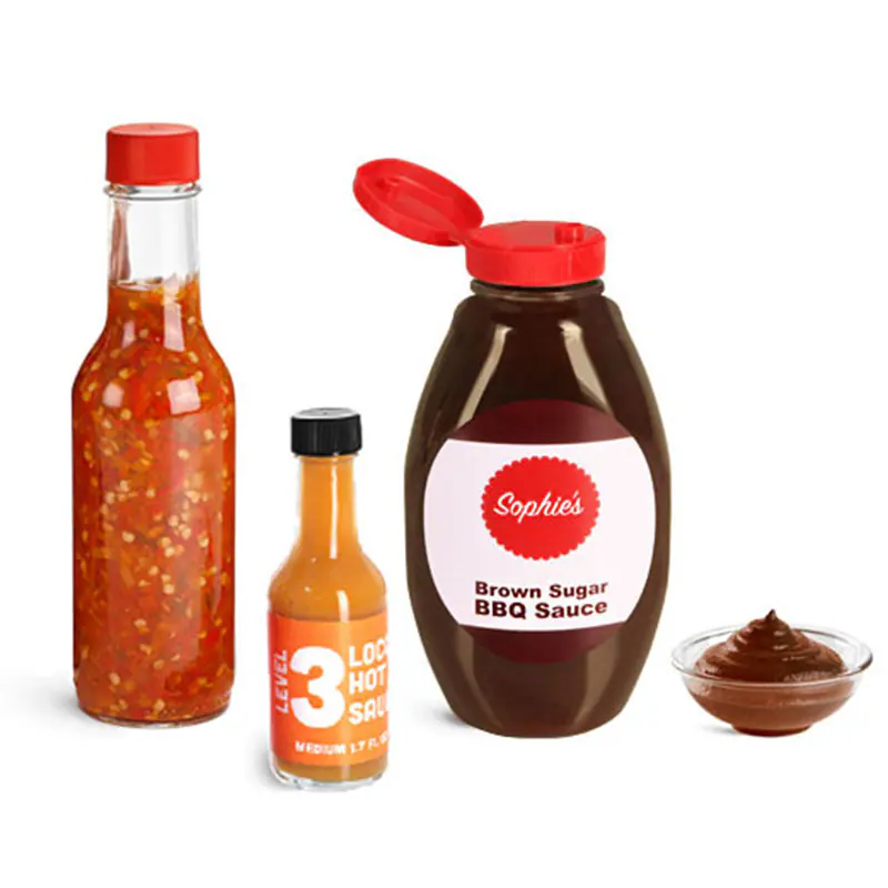 Botellas para salsas picantes al por mayor en situación de uso