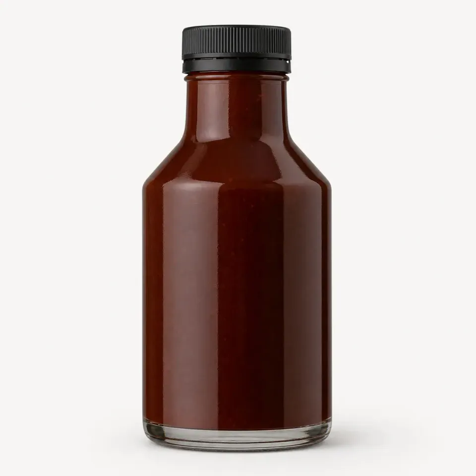 Botellas de vidrio para ketchup y salsa barbacoa – vista del producto