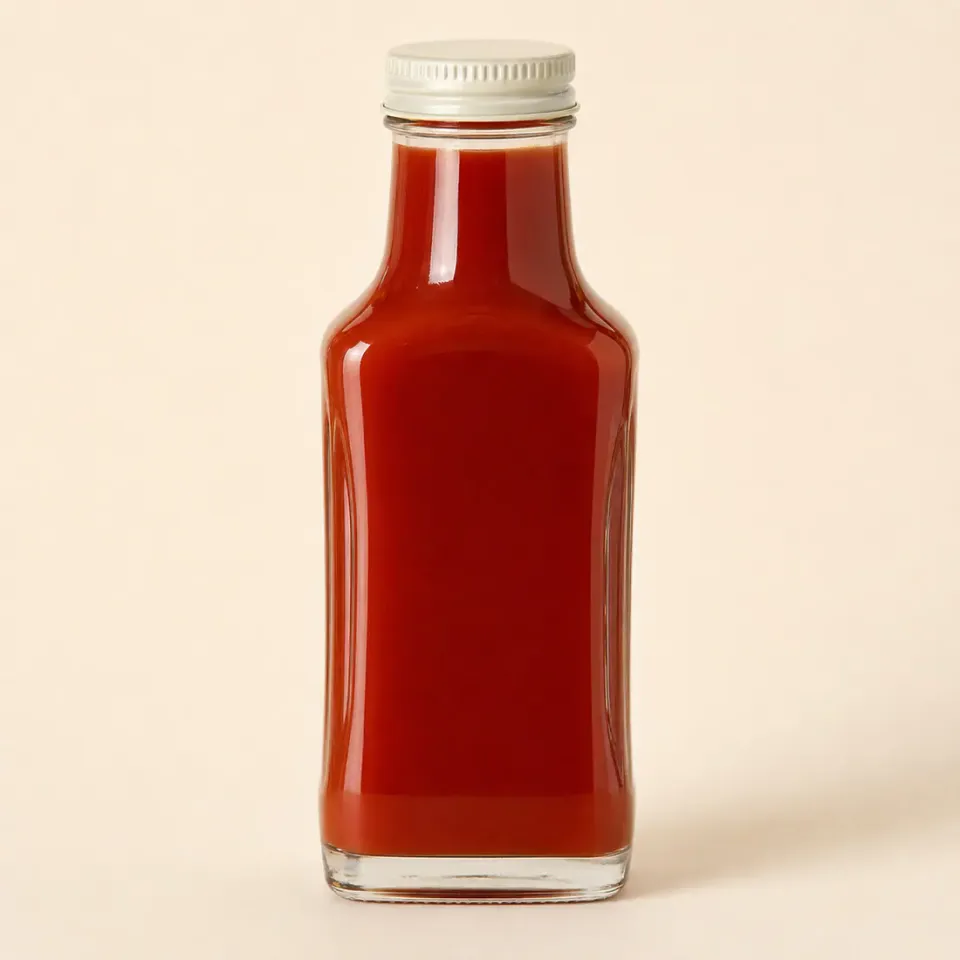 Botellas de vidrio para ketchup y salsa tomate – vista del producto