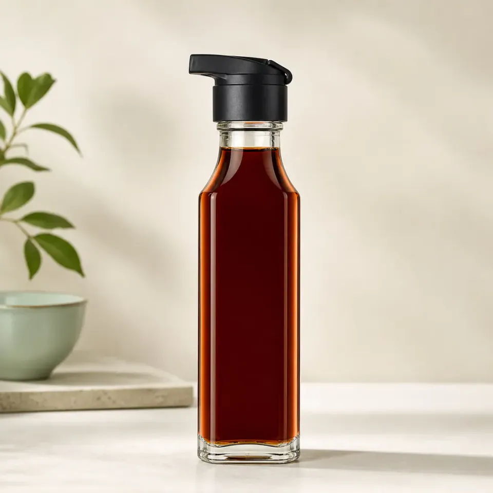 Botellas con vertedor de vidrio para salsa de soja – vista del producto