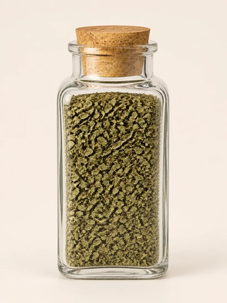 Bote para especias de vidrio con tapón de corcho 120 ml – vista del producto