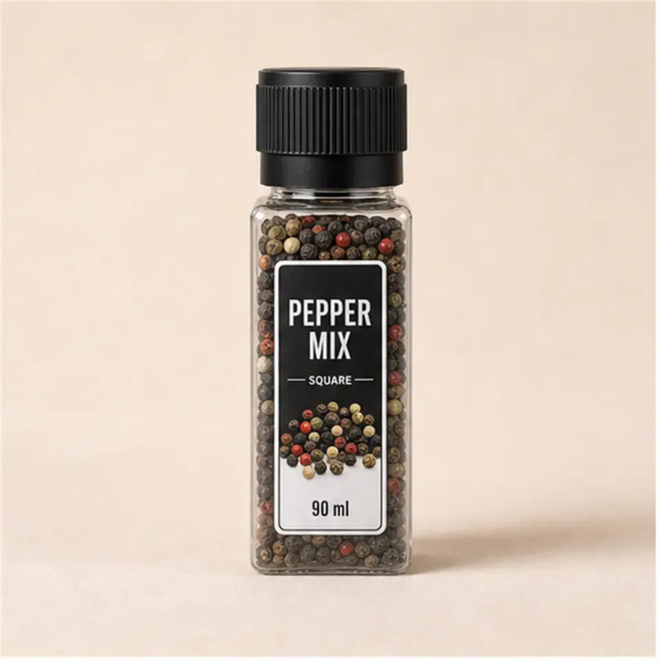 Molinillo de pimienta cuadrado, cabezal negro, 90 ml – vista del producto