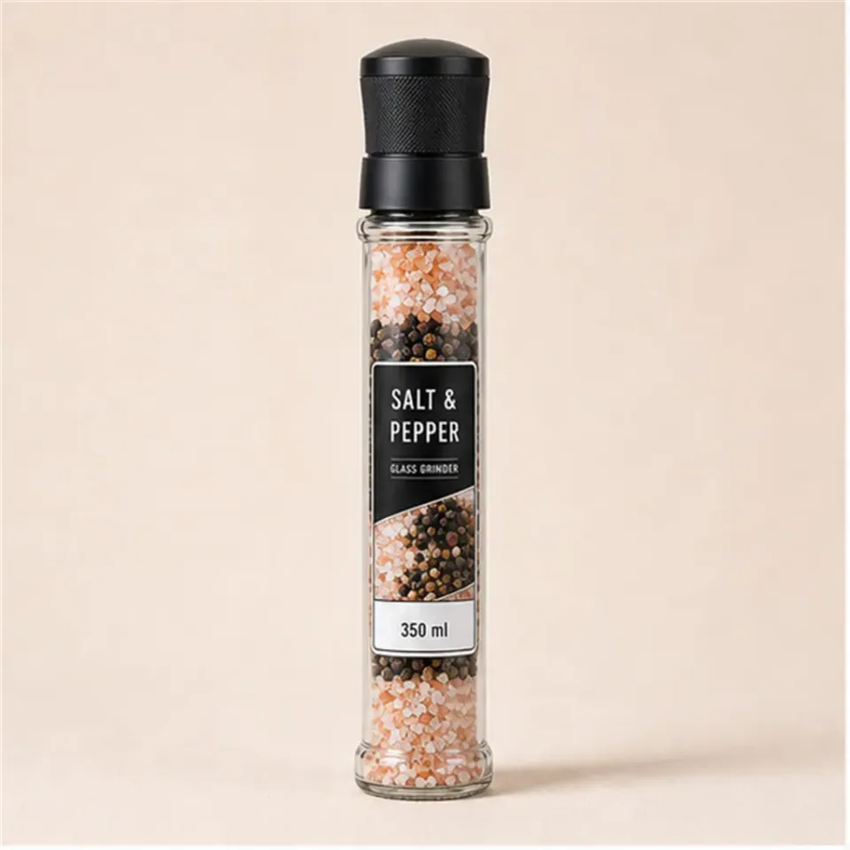 Molinillo grande de sal y de pimienta de vidrio 350 ml – vista del producto